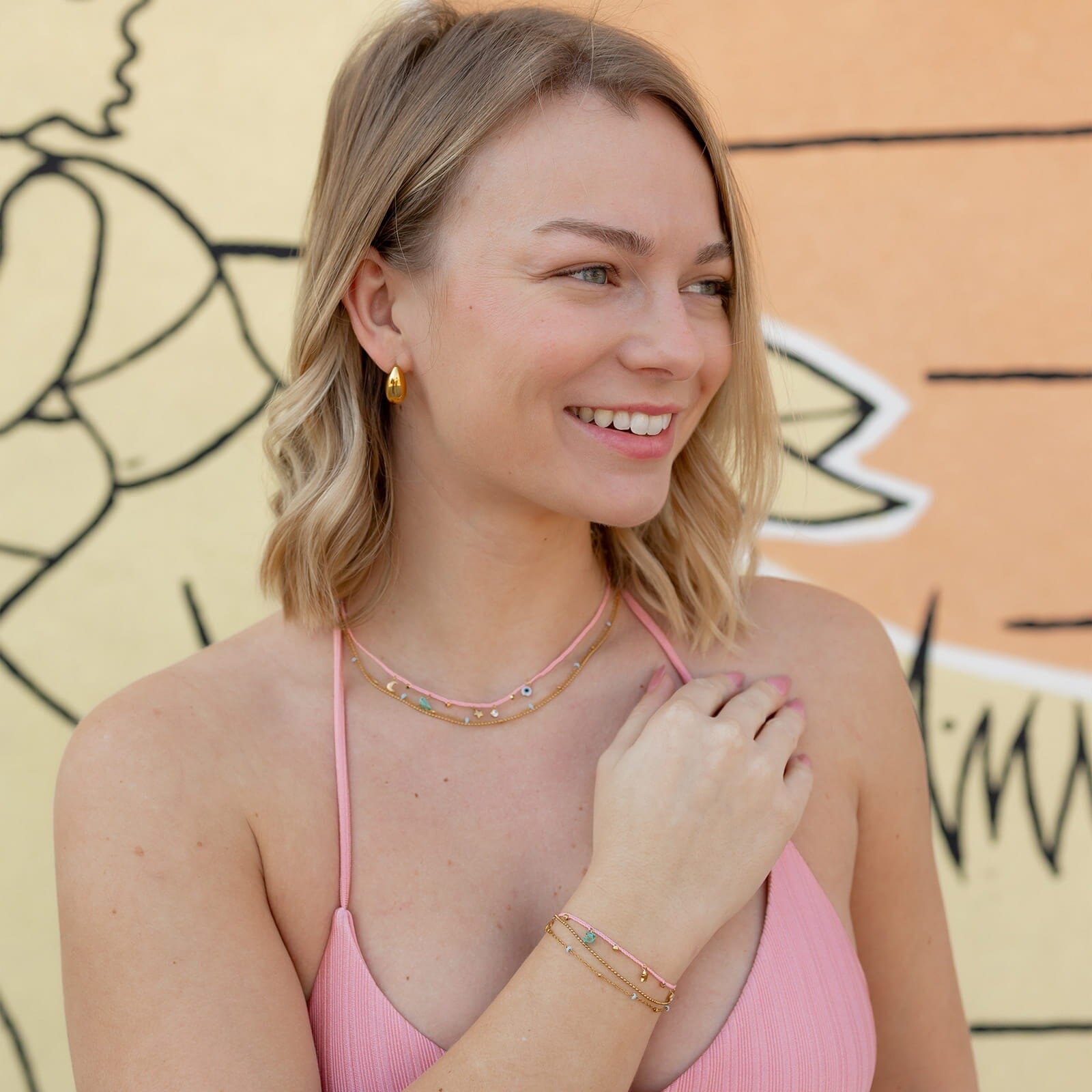 String and Chain Layered Necklace - Image 4