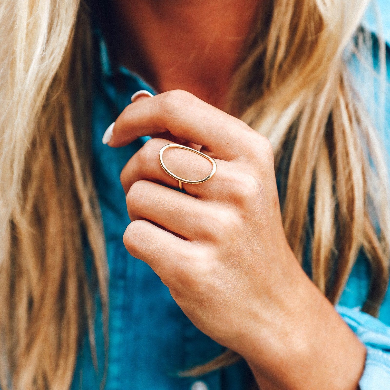Silver Oval Open Ring - Image 2