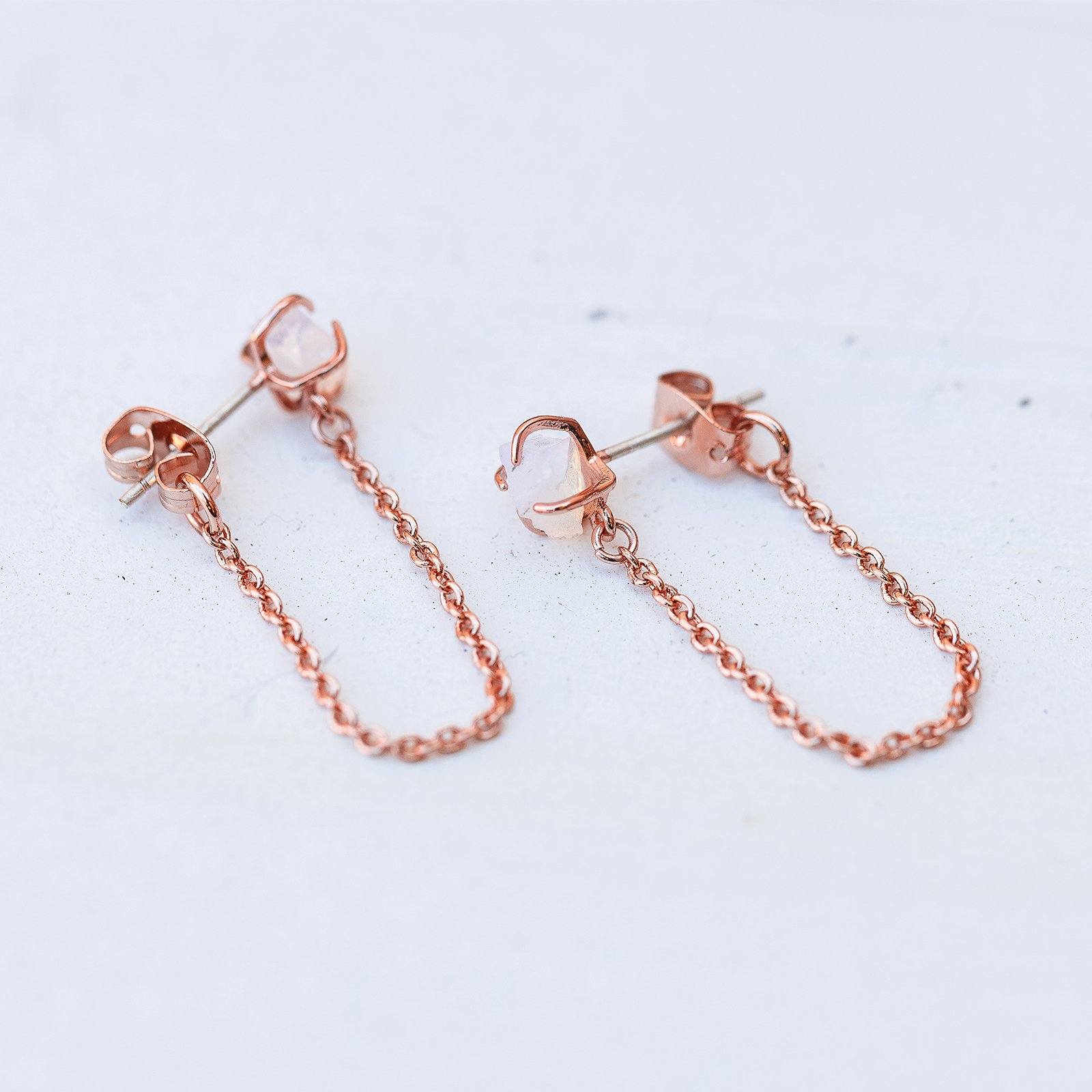 Raw Gem Chain Wrap Earrings - Image 4