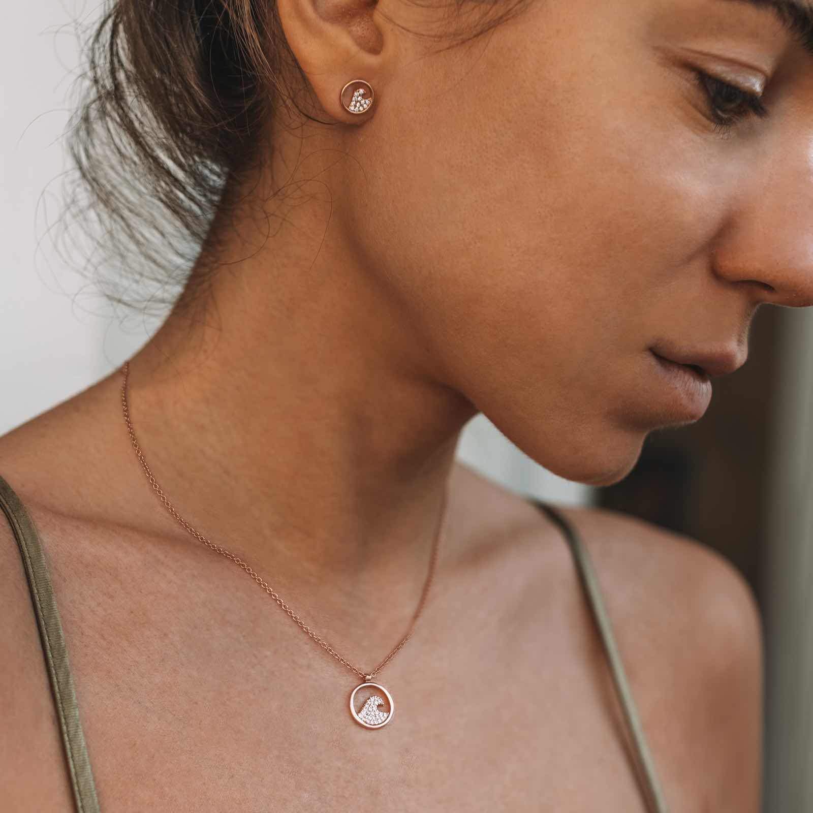 Pave Wave Necklace & Earring Set - Image 3